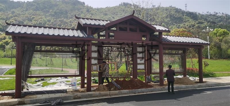 江西仿古候車亭安裝實景圖