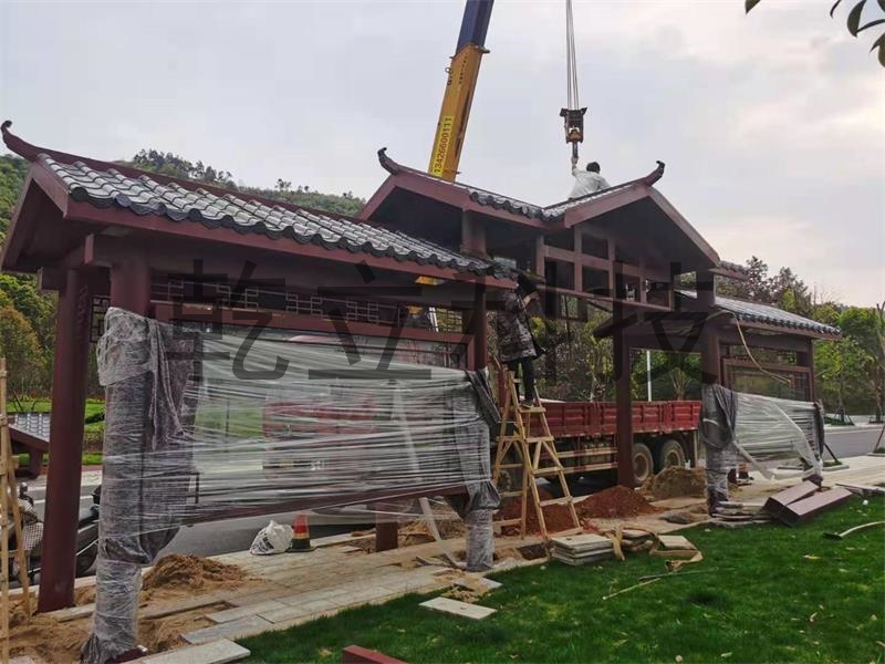 江西仿古候車亭安裝實景圖