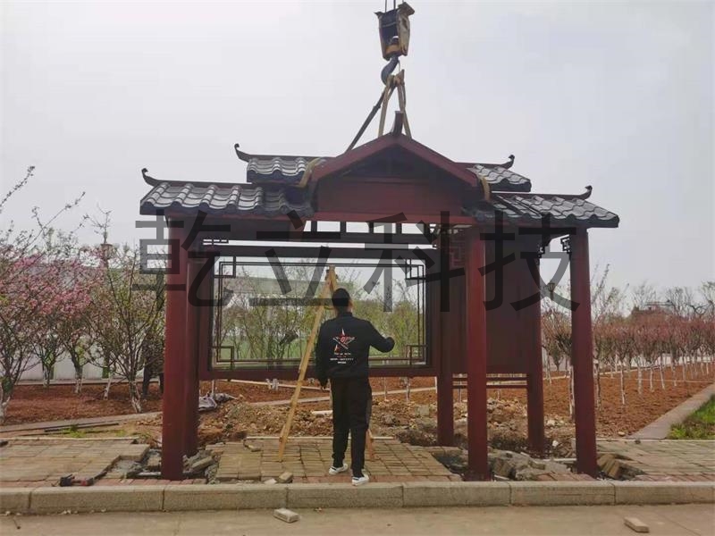 江西仿古候車亭安裝實景圖