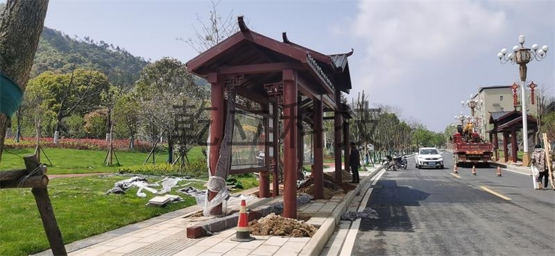 江西仿古候車亭安裝實景圖